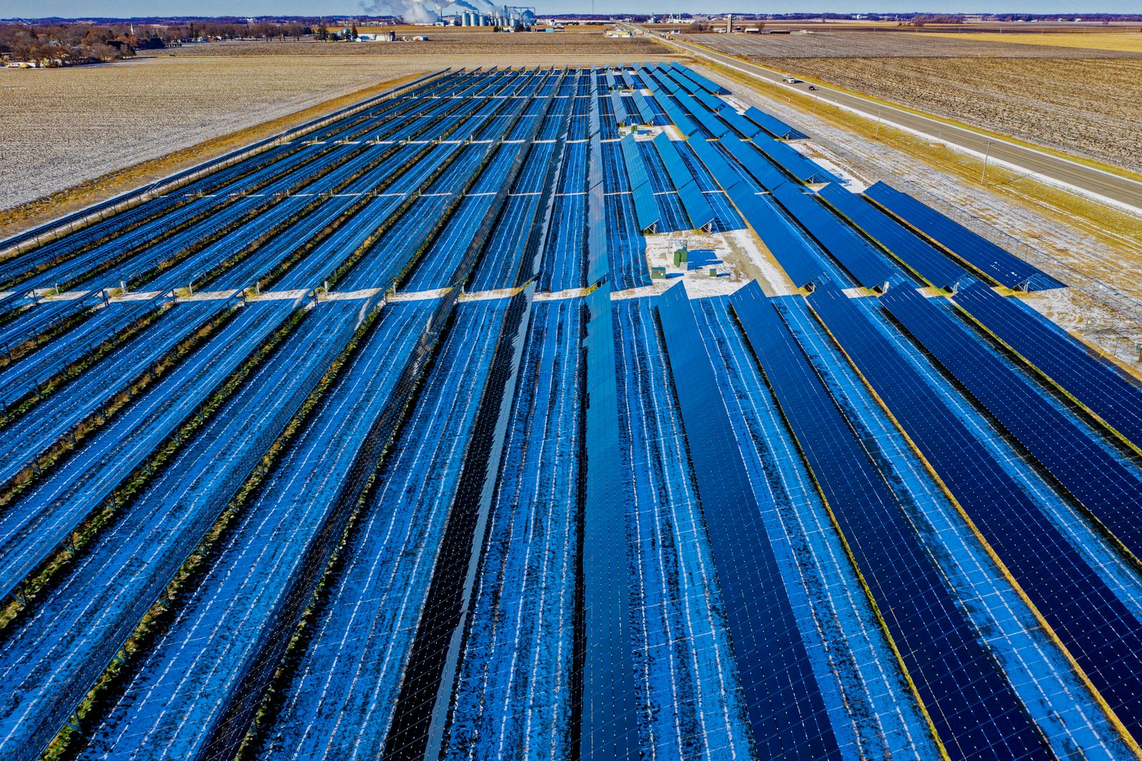 Aerial view of a solar energy installation